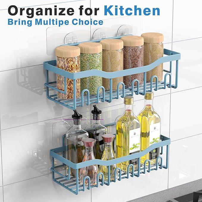 EUDELE Shower Caddy 2 Pack, Adhesive Shower Organizer for Home Decor & Kitchen Organizers, No Drilling, Rustproof Stainless Steel Bathroom Shelves - ModernBath
