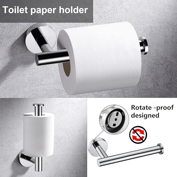 5 Pieces Polished Chrome Bathroom Hardware Accessories Set, SUS304 Stainless Steel 24 Inch Bath Towel Bar Set, Round Bathroom Towel Holder Set, Towel Racks for Bathroom Wall Mounted - ModernBath