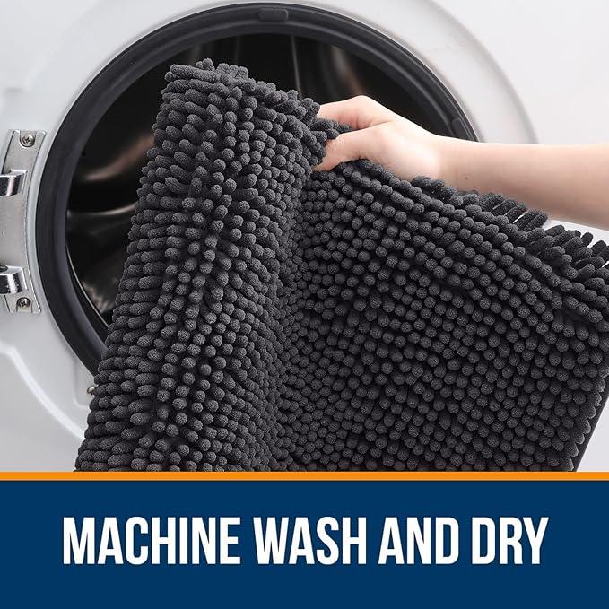 OLANLY Bathroom Rugs 40x24, Extra Soft Absorbent Chenille Bath Rugs, Rubber Backing Quick Dry, Machine Washable Bath Mats for Bathroom Floor, Tub and Shower, Home Decor Accessories, Dark Grey - ModernBath
