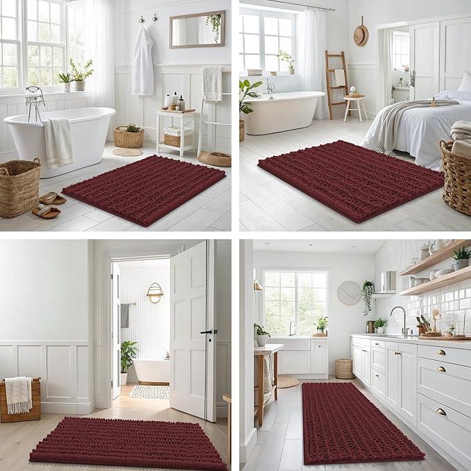 Smiry Bathroom Rugs Mat 30x20, Extra Soft Absorbent Chenille Bath Rugs, Non Slip Rubber Backing Machine Washable Quick Dry Bath Mats for Bathroom Floor, Tub, Shower, Home Accessories, Caramel Red - ModernBath