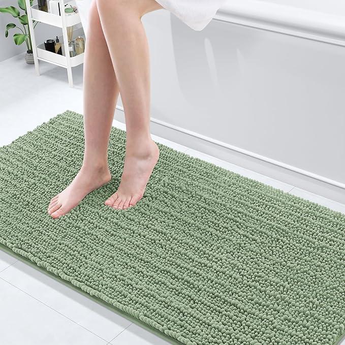 Arotive Luxury Chenille Bathroom Rug Mat, Extra Soft Thick Absorbent Shaggy Bath Rugs, Non-Slip Machine Wash Dry, Plush Bath Mats for Bathroom, Shower and Tub, 70x24, Sage Green - ModernBath