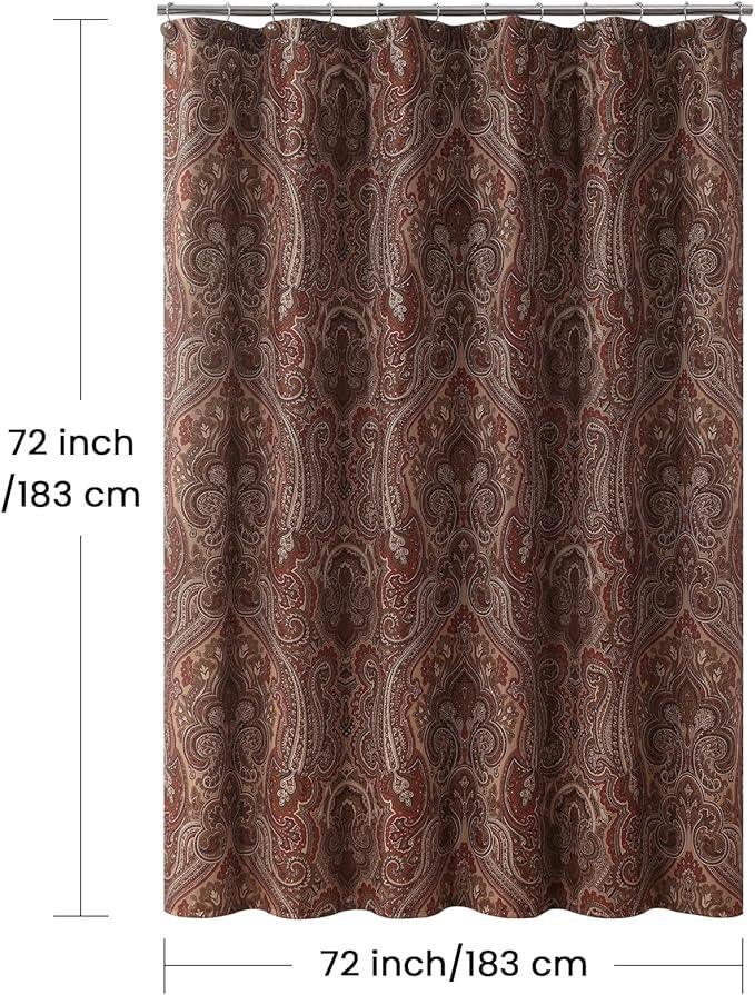 BESTRIPES Fabric Shower Curtain, Reddish Brown Damask Paisley Print Shower Curtains for Bathroom, 72" W x 72" H - ModernBath