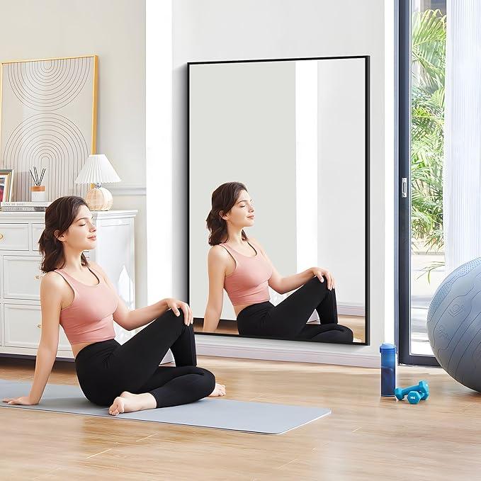 COFENY Bathroom Black Mirror, 36x55in Black Rectangle Mirror with Thin Metal Frame, Large Rectangular Wall Mirror for Bathroom, Living Room, Hair Salon, Big Farmhouse Mirror Hang Horizontal/Vertical - ModernBath