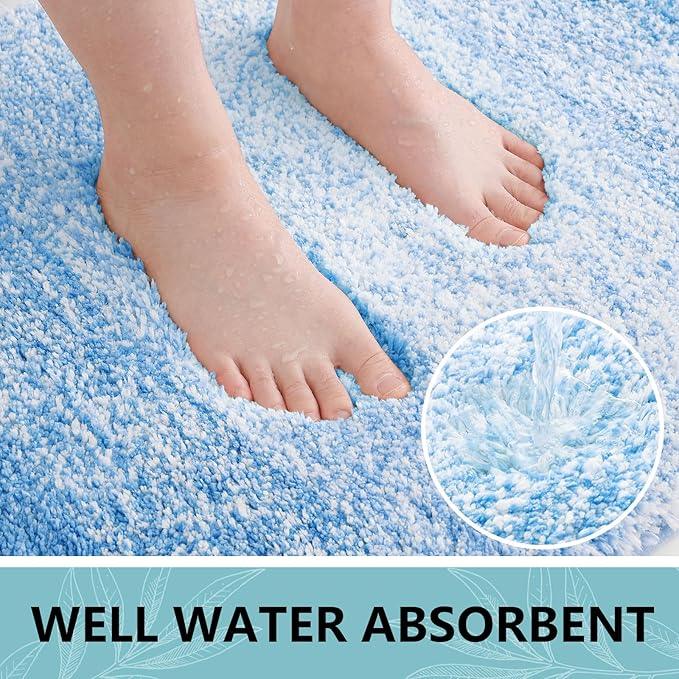 Arotive Microfiber Bathroom Rugs, Shaggy Soft and Absorbent Bath Rug, Non-Slip, Thick Plush Machine Washable Dry Bath Mats for Bathroom, Tub and Shower, 47x24, Light Royal Blue, Rectangular - ModernBath