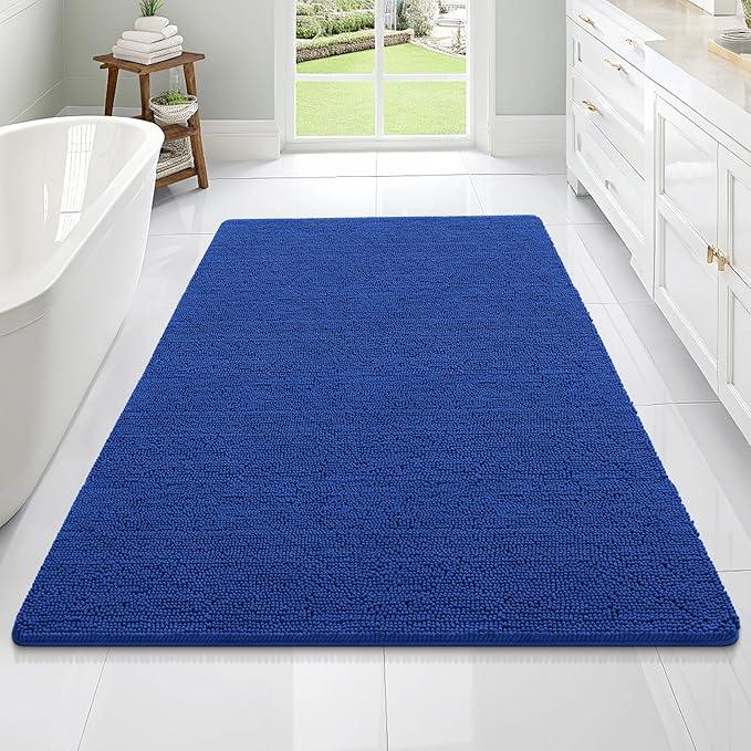 OLANLY Bathroom Rugs 70x46, Extra Soft Absorbent Chenille Bath Rugs, Rubber Backing Quick Dry, Machine Washable Bath Mats for Bathroom Floor, Tub and Shower, Home Decor Accessories, Royal Blue - ModernBath
