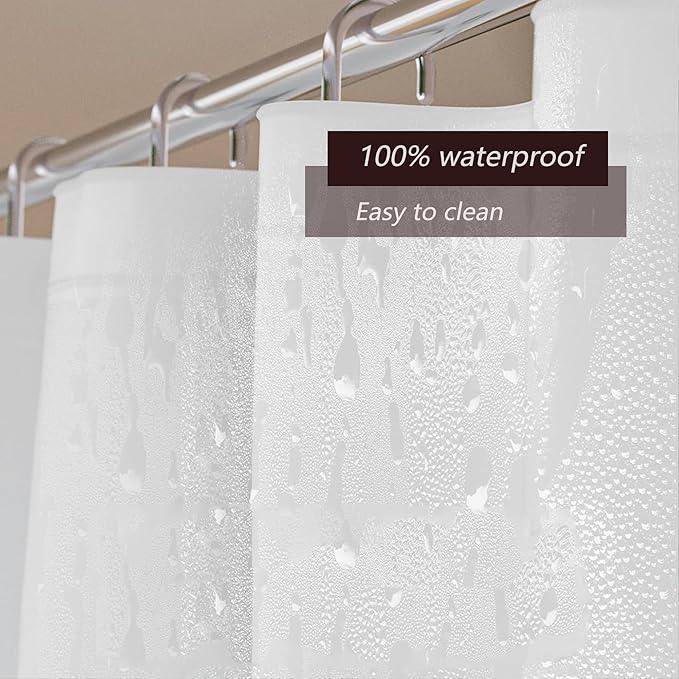 TIKABC Shower Curtain Liner, 4G PEVA Shower Liner, Plastic Waterproof Shower Curtains, with Grommet Holes and 3 Magnetic Weights(White) - ModernBath