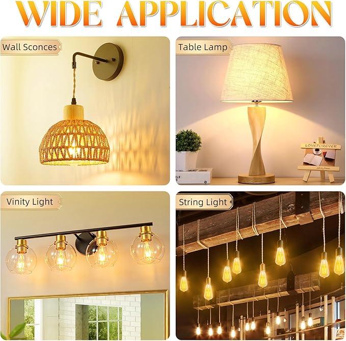 Edison Bulbs 60 watt Equivalent LED, E26 Bulb Non-Dimmable, Soft White 2700K, ST58 Vintage Light Bulbs, 90+ CRI, 6W 600LM, E26 Medium Base, Clear Glass, 18 Pack - ModernBath