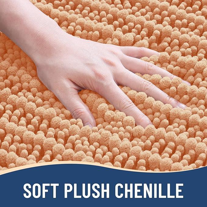 Arotive Luxury Chenille Bathroom Rug Mat, Extra Soft Thick Absorbent Shaggy Bath Rugs, Non-Slip Machine Wash Dry, Plush Bath Mats for Bathroom, Shower and Tub, 24x16, Peach - ModernBath