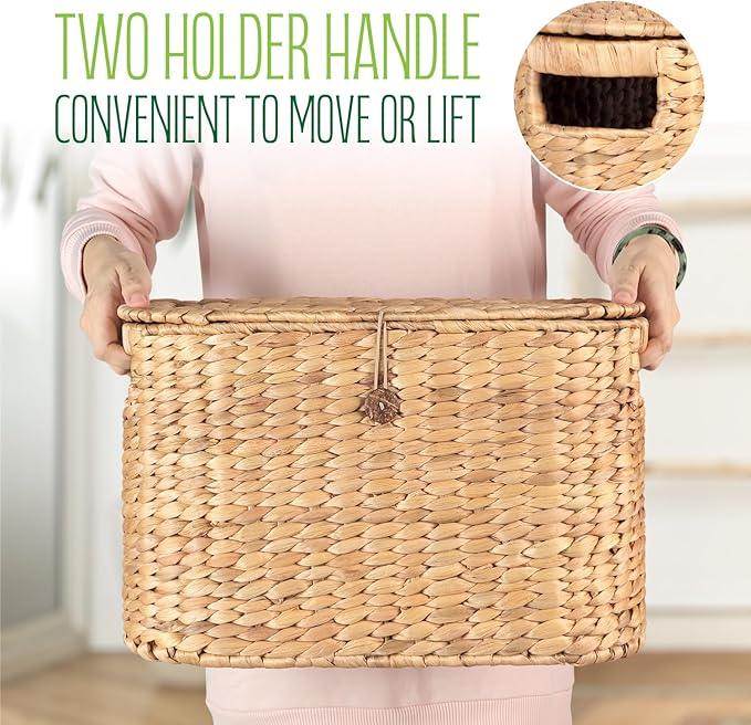 Toilet Papers Storage, Water Hyacinth Baskets with Lid, Water Hyacinth Toilets Paper Basket for Storage, Toilets Paper Holder Wicker Basket, Toilet Papers Organizer, Bathroom (with Lid Model 2) - ModernBath