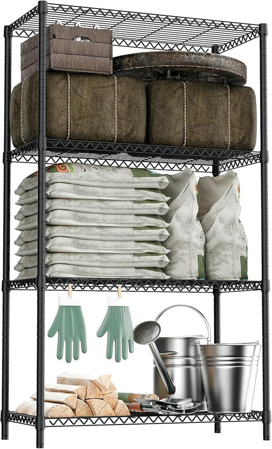 Standing Shelf Units Wire Rust-Proof Outdoor Storage Shelving 4-Tier Utility Shelving Unit for Garden Home,Kitchen,Office Dark Grey 17.7" D x 35.5" W x 59.4" H - ModernBath