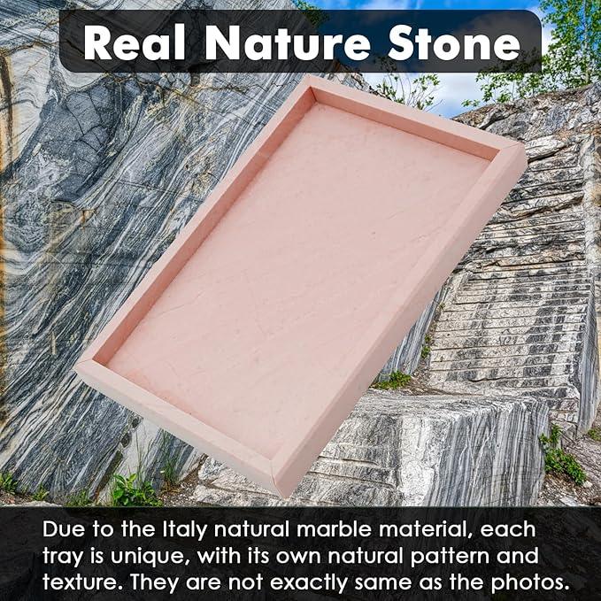 Zilukar Real Natural Marble Tray for Bathroom, Vanity, Kitchen and Desktop, Rectangle Genuine Marble Stone Tray for Jewelry, Cosmetics, Candles, Lotion, Perfume and Home Decor - ModernBath