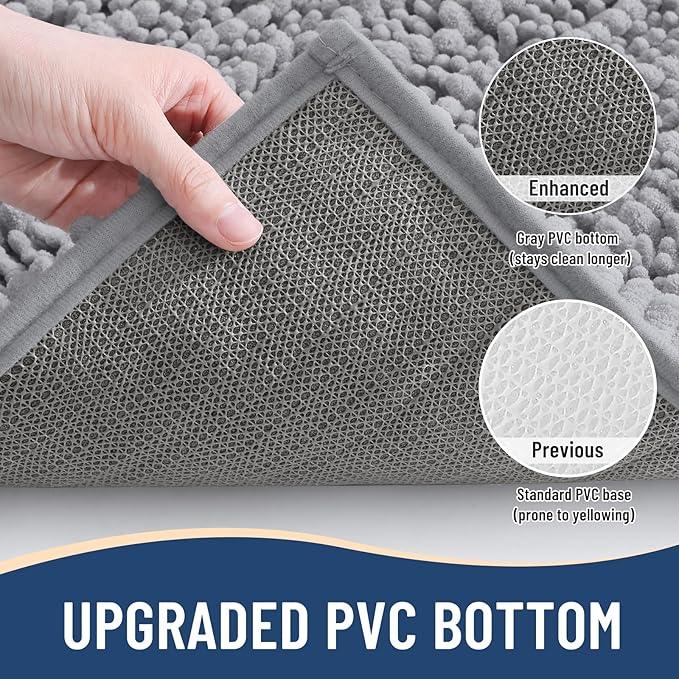 Arotive Luxury Chenille Bathroom Rug Mat, Extra Soft Thick Absorbent Shaggy Bath Rugs, Non-Slip Machine Wash Dry, Plush Bath Mats for Bathroom, Shower and Tub, 54x24, Grey - ModernBath