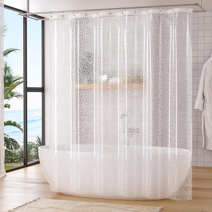 Titanker Clear Shower Curtain Liner with Water Cube, Medium Weight Plastic Shower Liner PEVA Waterproof Shower Curtains for Bathroom with Big Stones and Grommets, 72x72 Inches - ModernBath