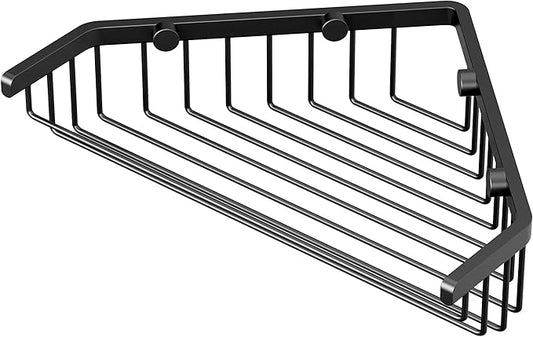 Gatco 1497MX Shower Basket, 9.25", Matte Black | Wall Mounted Stainless Steel Corner Shower Caddy | Bathroom Corner Shelf Organizer in Matte Black