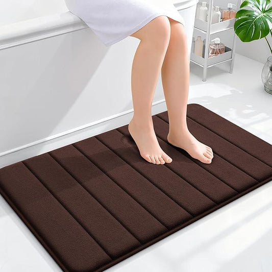OLANLY Memory Foam Bath Mat 36x24, Super Soft Absorbent Bathroom Rugs, Quick Dry, Machine Washable Shower Floor Rugs, Bathmat Carpet, Bathroom Home Decor Accessories, Brown - ModernBath