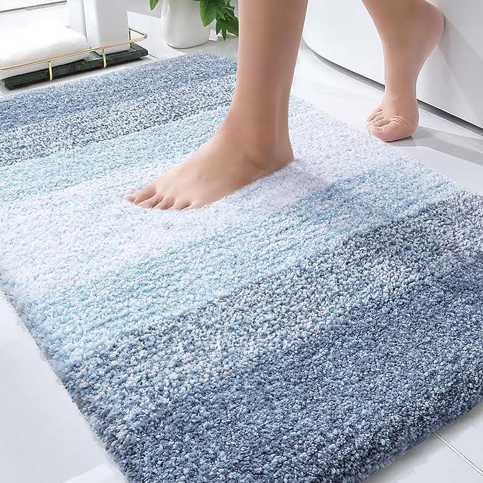 OLANLY Bathroom Rugs Mat 36x24, Extra Soft Absorbent Microfiber Bath Rugs, Rubber Backing, Quick Dry, Machine Washable Bath Mats for Bathroom Floor, Tub and Shower, Home Decor Accessories, Blue - ModernBath