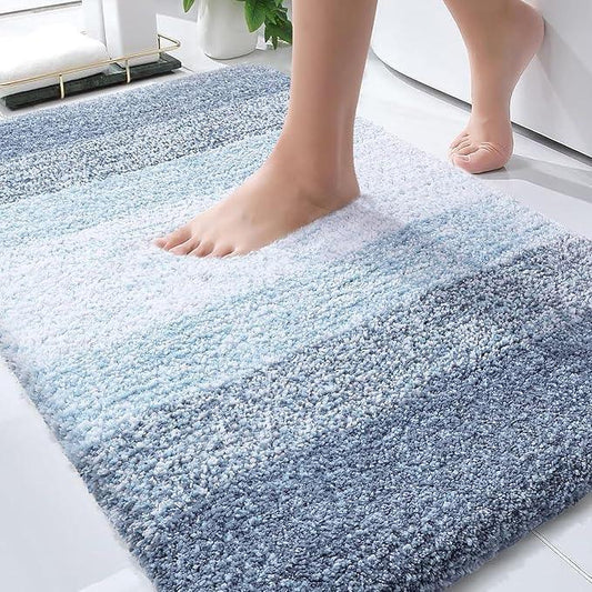 OLANLY Bathroom Rug Mat 30x20, Extra Soft and Absorbent Microfiber Bath Rugs, Non-Slip Plush Shaggy Bath Carpet, Machine Wash Dry, Bath Mats for Bathroom Floor, Tub and Shower, Blue - ModernBath