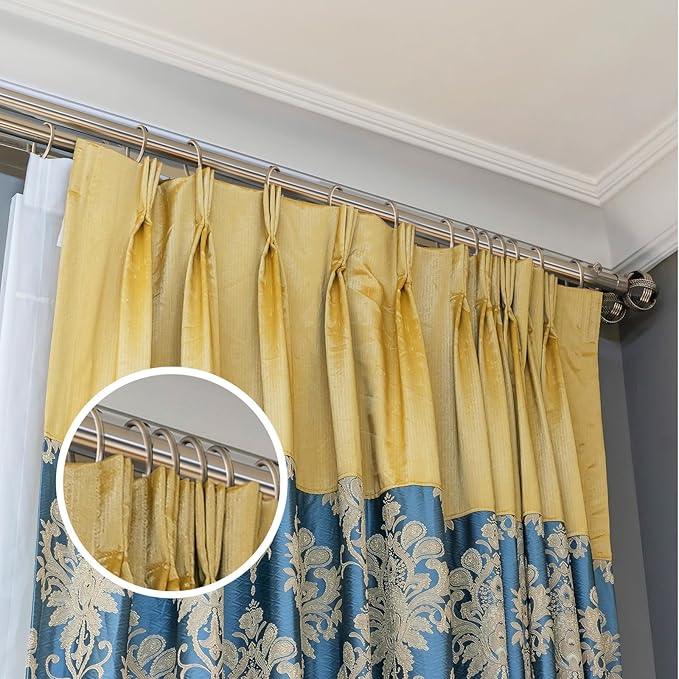 Hotop 30 Pcs Metal Drapery Curtain Rings 0.98/1.26/1.65 inch Interior Diameter and 30 Pcs Hanging Curtain Drapery Pin Hooks for Window Door Shower(Champagne Gold,42mm) - ModernBath