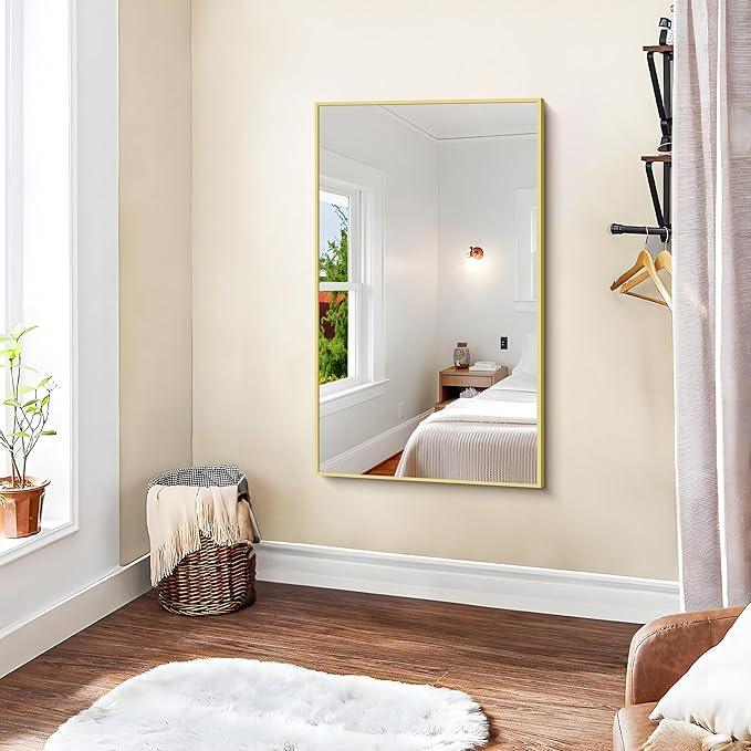 KOCUUY Gold Bathroom Mirror, 24"x40" Rectangle Bathroom Mirror for Wall, HD Tempered Glass, Anti-Rust Frame, Modern Design for Bathroom, Bedroom, Living Room, Entryway - ModernBath