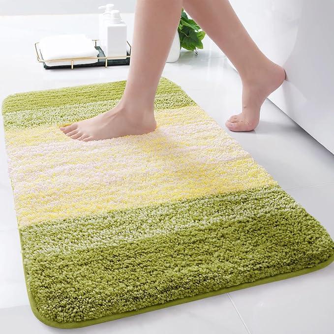 Arotive Microfiber Bathroom Rugs, Shaggy Soft and Absorbent Bath Rug, Non-Slip, Thick Plush Machine Washable Dry Bath Mats for Bathroom, Tub and Shower, 24x16, Olive Green, Rectangular - ModernBath