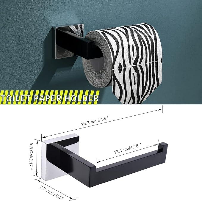 Bathroom Towel Bar Holder Sets Black and Polished 4-Piece Bathroom Hardware Set Stainless Steel Bath Accessories Kit. Wall Mounted,23.6 Inch - ModernBath