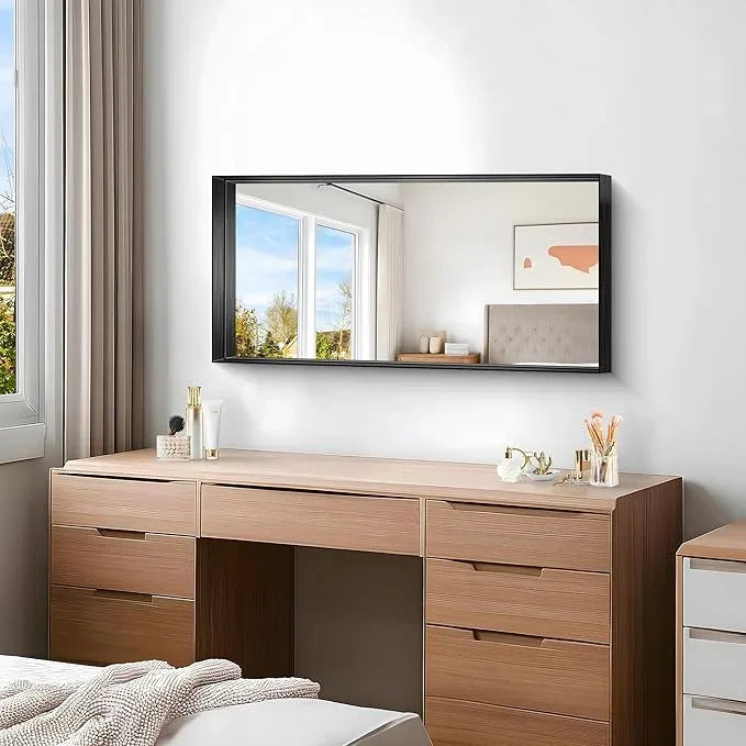NIMURY Black Bathroom Mirror, 40x20 Inch Rectangular Framed Mirror, Large Wall Mounted Bathroom Vanity Mirror Over Sink for Bedroom,Restroom, Living Room, Hangs Vertically or Horizontally - ModernBath