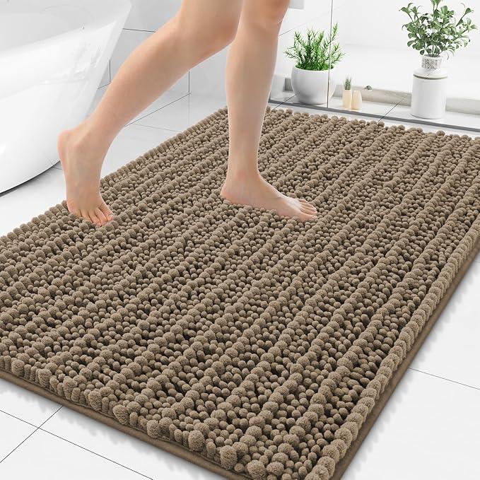 Smiry Bathroom Rugs Mat 48x32, Extra Soft Absorbent Chenille Bath Rugs, Non Slip Rubber Backing Machine Washable Quick Dry Bath Mats for Bathroom Floor, Tub, Shower, Home Decor Accessories, Camel - ModernBath