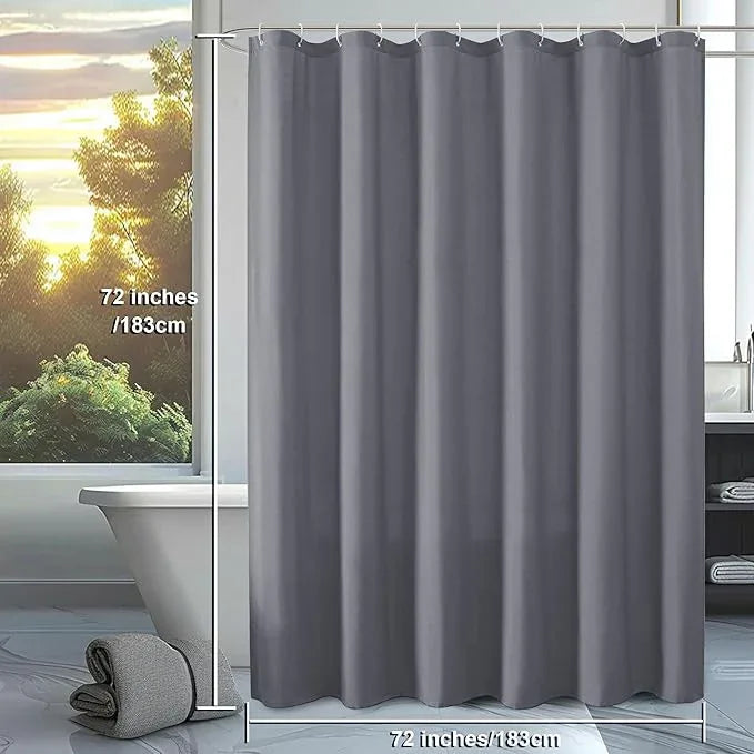 OVZME Zora Grey Shower Curtain for Bathroom, Fabric Shower Curtain - Soft Cloth & Hotel Spa Quality, Water Repellent Bath Curtain, Washable Shower Curtain Set with 12 Hooks, Grommet Top, 72Wx72L - ModernBath