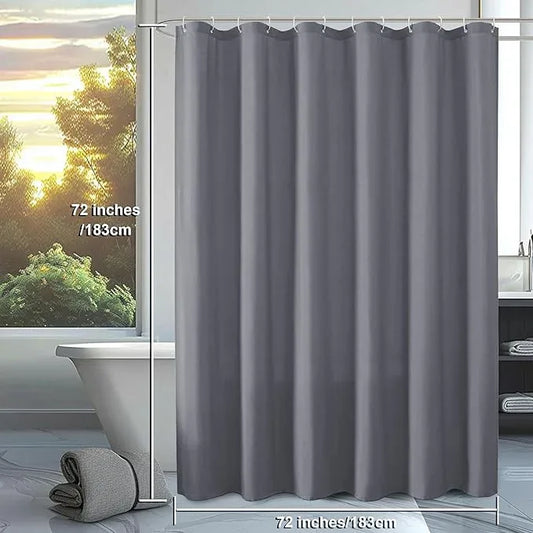 OVZME Zora Grey Shower Curtain for Bathroom, Fabric Shower Curtain - Soft Cloth & Hotel Spa Quality, Water Repellent Bath Curtain, Washable Shower Curtain Set with 12 Hooks, Grommet Top, 72Wx72L - ModernBath