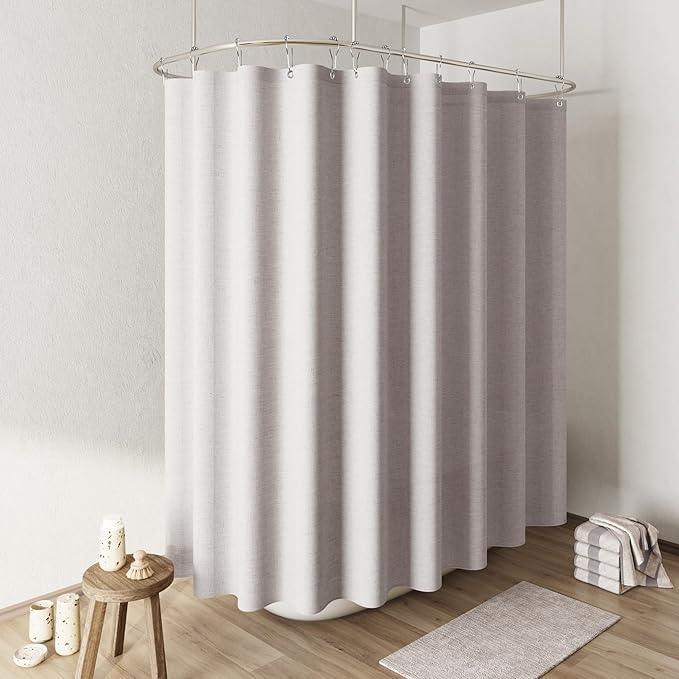 Naturoom Champagne Linen Shower Curtain, Cloth Textured Fabric Shower Curtain Set with Hooks, Simple Elegant Modern Farmhouse Country Ultra Thick Bath Curtains for Bathroom,Water Repellent,108x72 - ModernBath