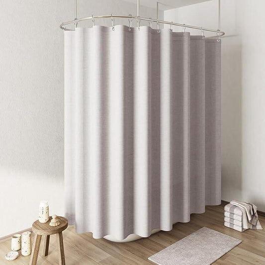 Naturoom Champagne Linen Shower Curtain, Cloth Textured Fabric Shower Curtain Set with Hooks, Simple Elegant Modern Farmhouse Country Ultra Thick Bath Curtains for Bathroom,Water Repellent,108x72 - ModernBath