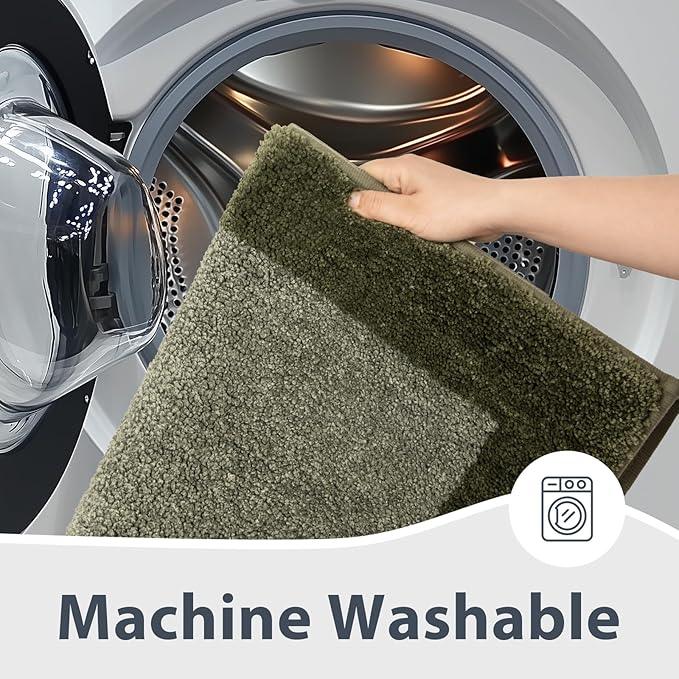 anllugs Bathroom Rugs 30" x 46", Non-Slip Extra Soft Absorbent Bath Rugs, Machine Washable Quick Dry Bath Mats for Bathroom Floor, Shower, Bathtub and Sink, Olive Green & Green - ModernBath