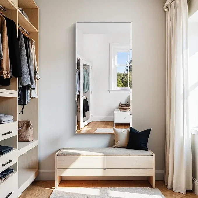 KOCUUY Beveled Mirror, 24x48 Inch Frameless Bathroom Mirror for Over Sink, Upgraded Shatterproof Beveled Unframed Design Mirror for Bathroom, Bedroom, Hang Horizontal/Vertical - ModernBath