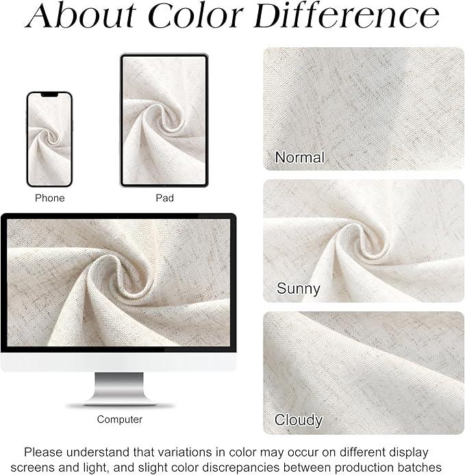 Naturoom Extra Long Linen Shower Curtain 84 Inch Long Weighted Thick Fabric Bath Shower Curtain Set with Hooks, XLong Tall Country Farmhouse Beige Curtains for Bathroom, 72x84 - ModernBath