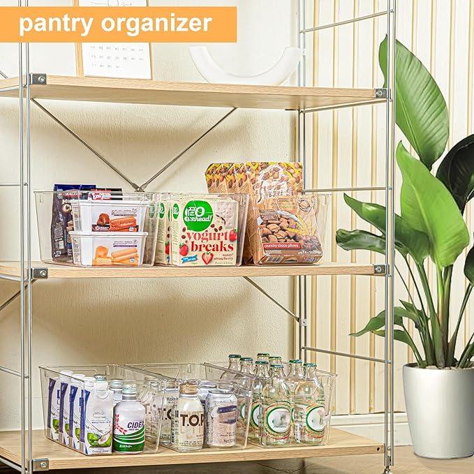Attelite Clear Plastic Storage Bins,Large 6 Pack Pantry Organizer with Handle,BPA Free Plastic Storage Containers for Fridge,Closet,Bathroom,Under Sink and Kitchen Organization - ModernBath