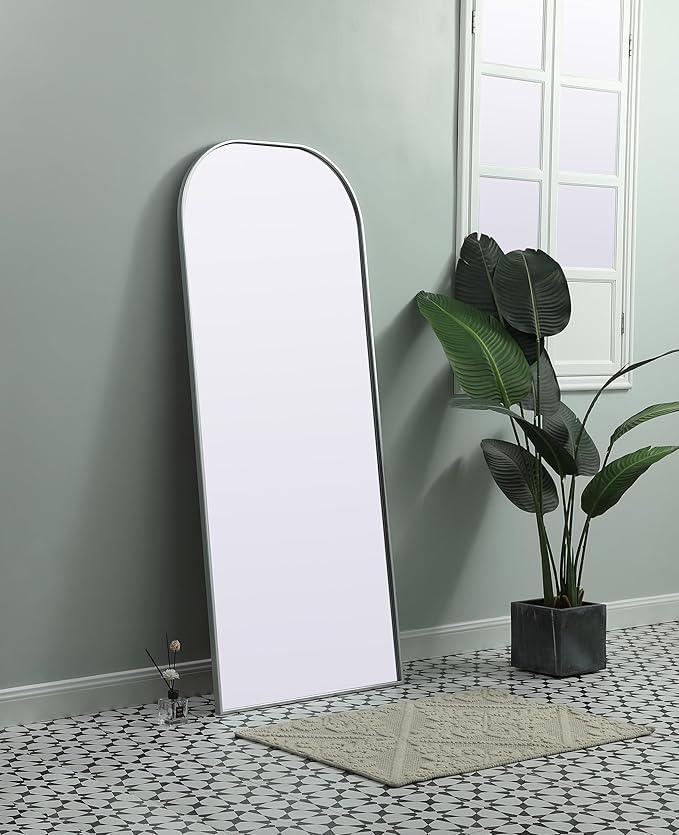 Illuminate, Metal Frame Arch Full Length Mirror 28X66 Inch in, Modern, Silver - ModernBath
