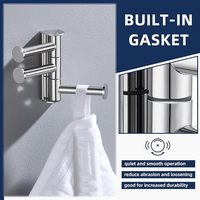 Angle Simple Swivel Hook Polished Chrome, SUS 304 Stainless Steel Bathroom Towel Hook for Wall - ModernBath