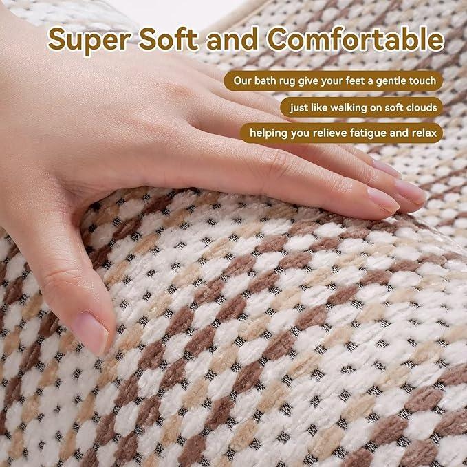 YDKGL Bathroom Rug Mat,Soft Non Slip Absorbent Water Bath Rug,Quick Dry Machine Washable Chenille Braided Shower Mat,Bath Mat for Bathroom Floor,Home Decor Accessories Coffee 24x35 - ModernBath