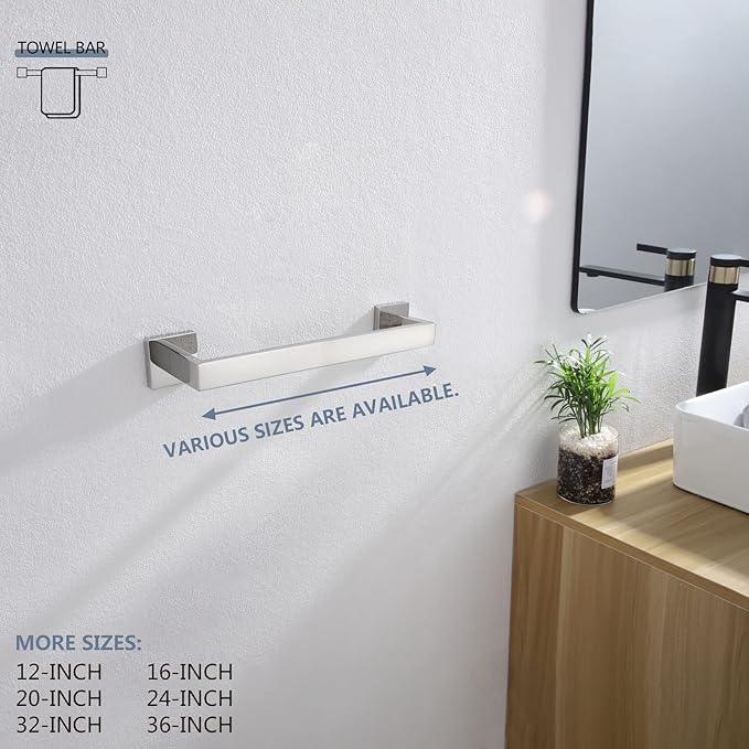 KOKOSIRI 12-Inch Single Towel Bar, Bathroom Kitchen Towel Holder, Wall Mounted SUS304 Stainless Steel Towel Rack, Polished Chrome, B4003CH-L12 - ModernBath