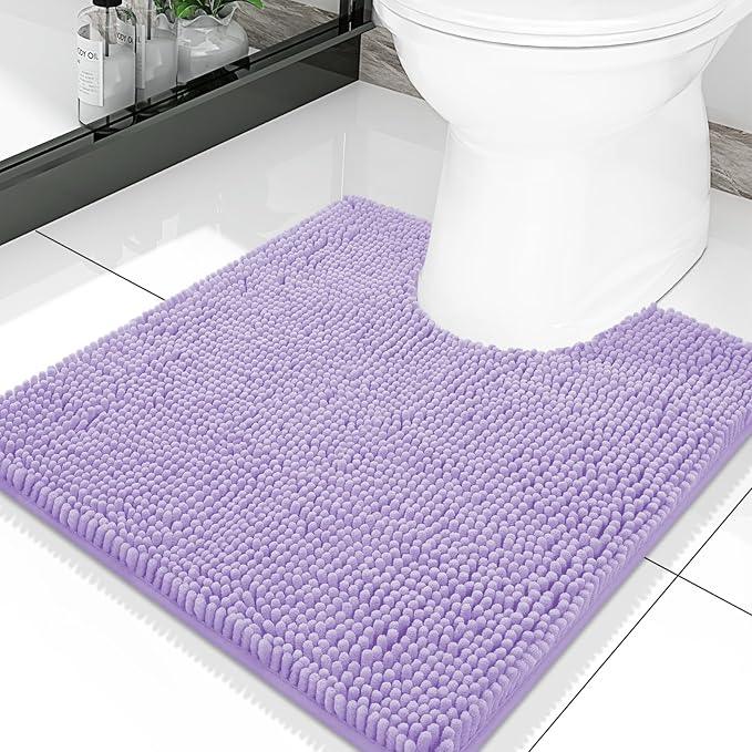 Smiry Luxury Chenille Toilet Rugs U-Shaped 20x20, Soft Absorbent Non-Slip Contour Bathroom Rugs for Toilet, Machine Washable Contoured Bath Mats, Purple - ModernBath
