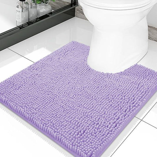 Smiry Luxury Chenille Toilet Rugs U-Shaped 20x20, Soft Absorbent Non-Slip Contour Bathroom Rugs for Toilet, Machine Washable Contoured Bath Mats, Purple - ModernBath