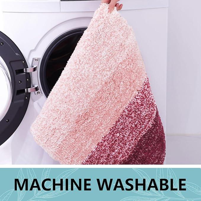 Arotive Microfiber Bathroom Rugs, Shaggy Soft and Absorbent Bath Rug, Non-Slip, Thick Plush Machine Washable Dry Bath Mats for Bathroom, Tub and Shower, 24x24, Burgundy, Round - ModernBath