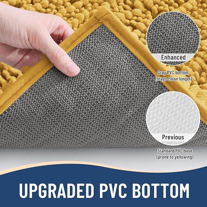 Arotive Luxury Chenille Bathroom Rug Mat, Extra Soft Thick Absorbent Shaggy Bath Rugs, Non-Slip Machine Wash Dry, Plush Bath Mats for Bathroom, Shower and Tub, 24x16, Golden Yellow - ModernBath