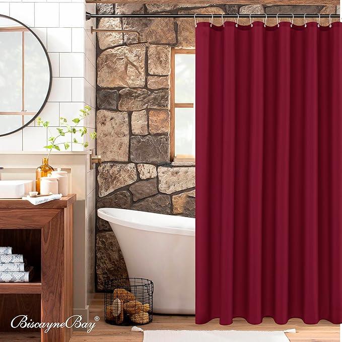 Biscaynebay Quality Fabric Shower Curtain Liners 72 Inch by 72 Inch, Burgundy Water Resistant Bathroom Curtains Rust Resistant Grommets & Weighted Bottom Hem Machine Washable - ModernBath