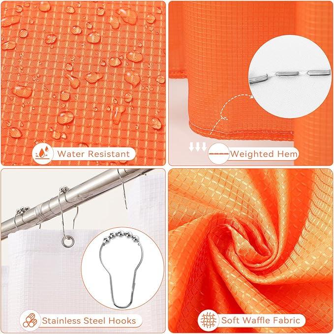 SLDIYWOW Orange Bathroom Accessories Set, Bathroom Sets with Shower Curtain and Rugs for Home Decor/Housewarming - ModernBath