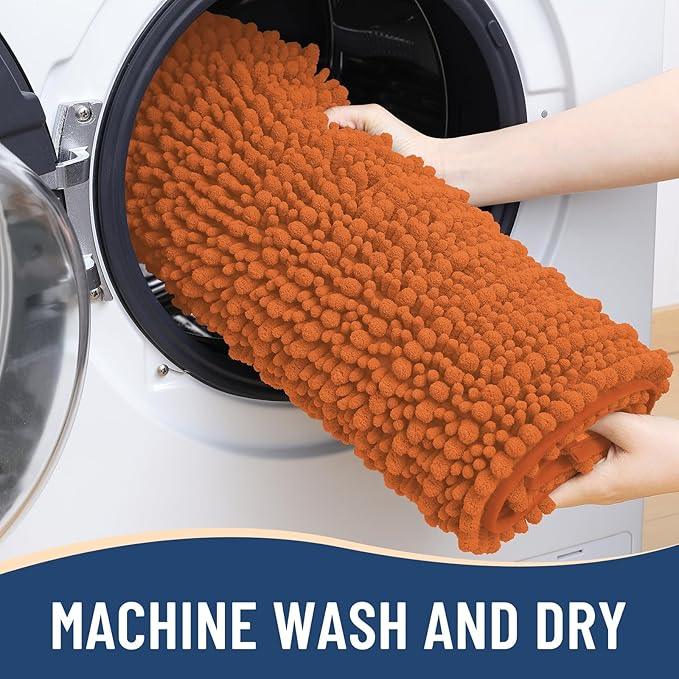 Arotive Luxury Chenille Bathroom Rug Mat, Extra Soft Thick Absorbent Shaggy Bath Rugs, Non-Slip Machine Wash Dry, Plush Bath Mats for Bathroom, Shower and Tub, 24x16, Clay - ModernBath