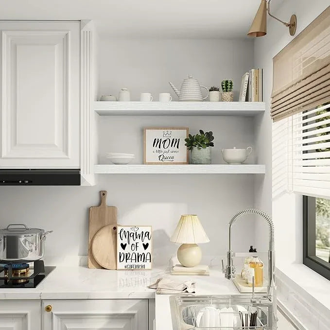 Vivelove Single Floating Shelves 36 Inches, 36 x 10 inch Deep x 1.8 in Thick, Long Floating Shelves for Bedroom, Living Room, Kitchen, Office, Shelves for Wall, Modern Home Decor, White - ModernBath