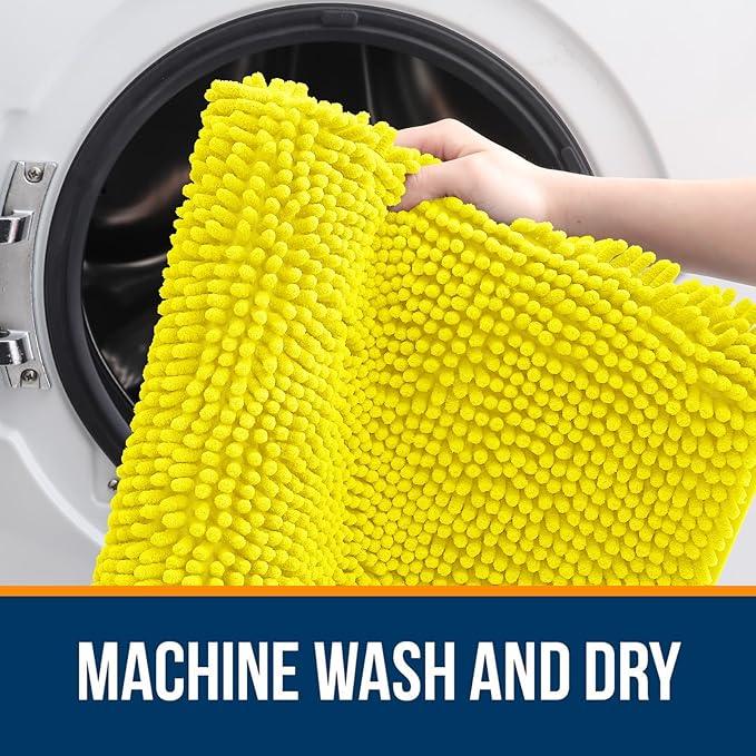 OLANLY Bathroom Rugs 44x24, Extra Soft Absorbent Chenille Bath Rugs, Rubber Backing Quick Dry, Machine Washable Bath Mats for Bathroom Floor, Tub and Shower, Home Decor Accessories, Lemon Yellow - ModernBath