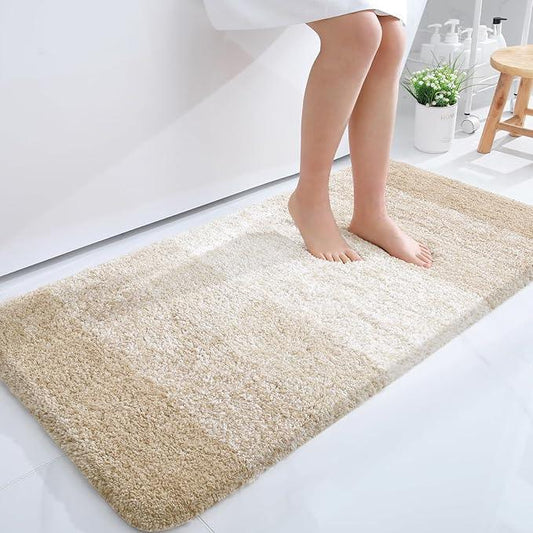 OLANLY Bathroom Runner Rugs 47x24, Extra Soft Absorbent Microfiber Bath Rugs, Rubber Backing, Quick Dry, Washable Bath Mats for Bathroom Floor, Tub and Shower, Home Decor Accessories, Light Beige - ModernBath