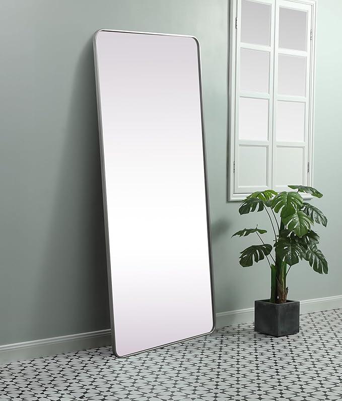 ARS Concepts Aura, Soft Corner Metal Rectangle Mirror 32X72 Inch in, Modern, Silver - ModernBath